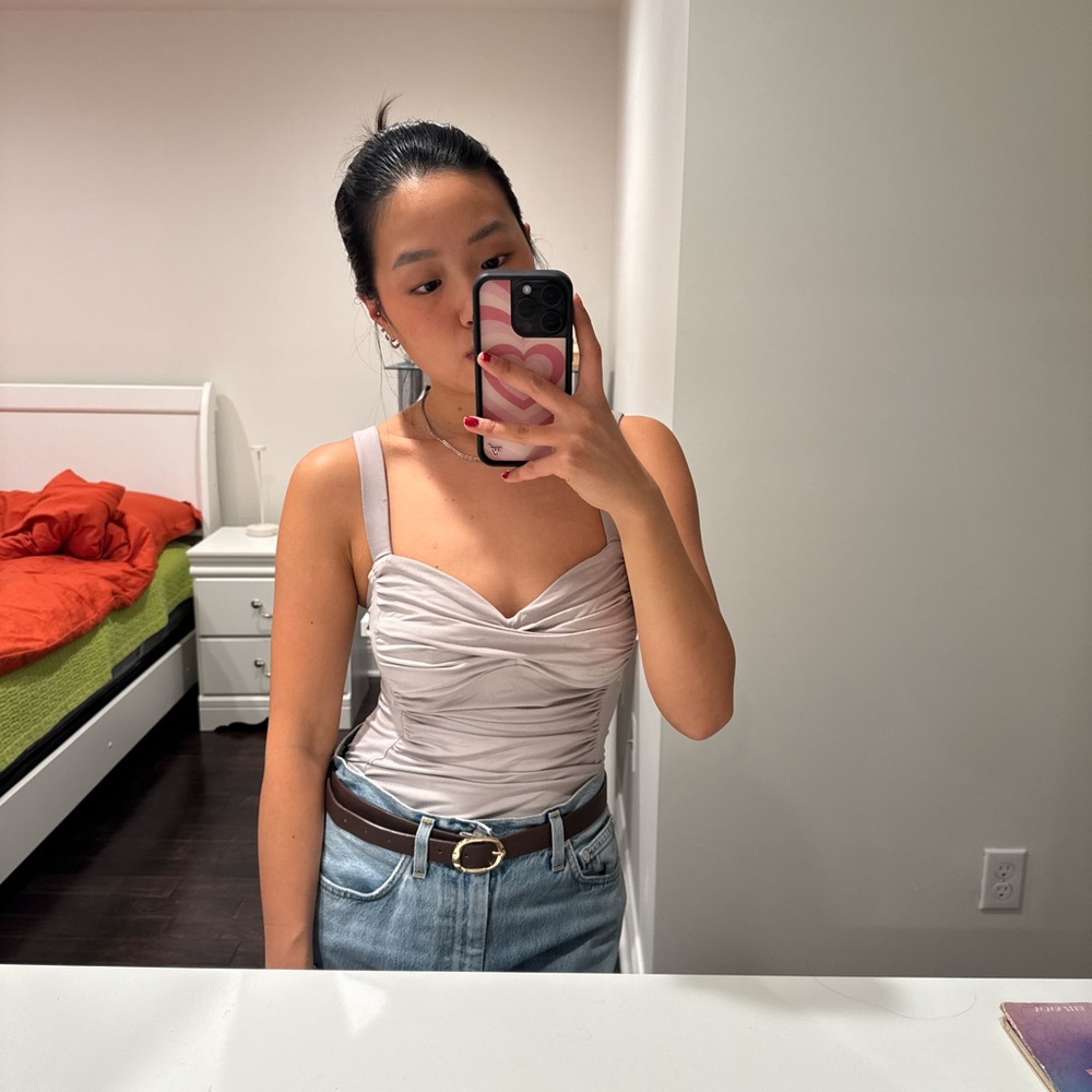 White Zara Ruched body suit